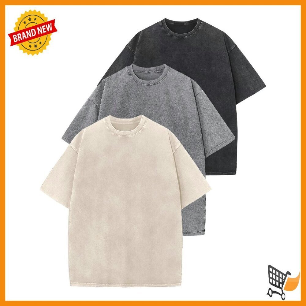 Oversized Vintage Washed Cotton T-Shirts 3 Pack Unisex Baggy Tees